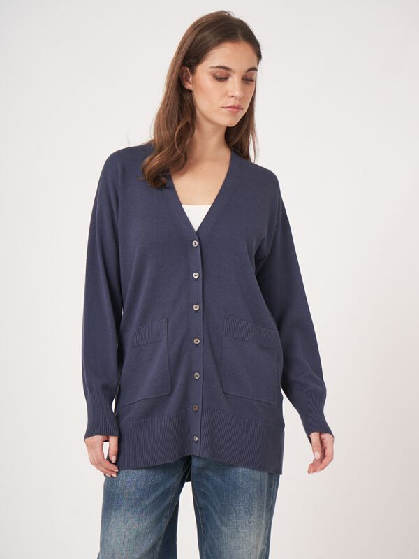 Cardigan en maille fine en mélange de coton image number 1