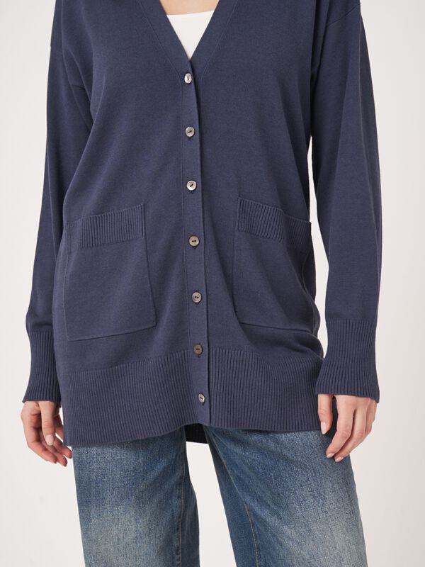 Cardigan en maille fine en mélange de coton image number 2