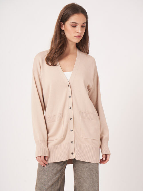 Cardigan en maille fine en m&eacute;lange de coton