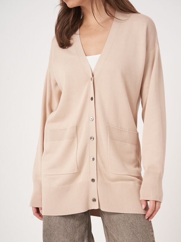 Fine knit cotton blend cardigan image number 2