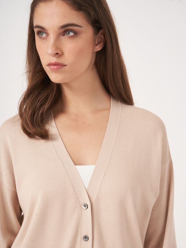 Fine knit cotton blend cardigan image number 3