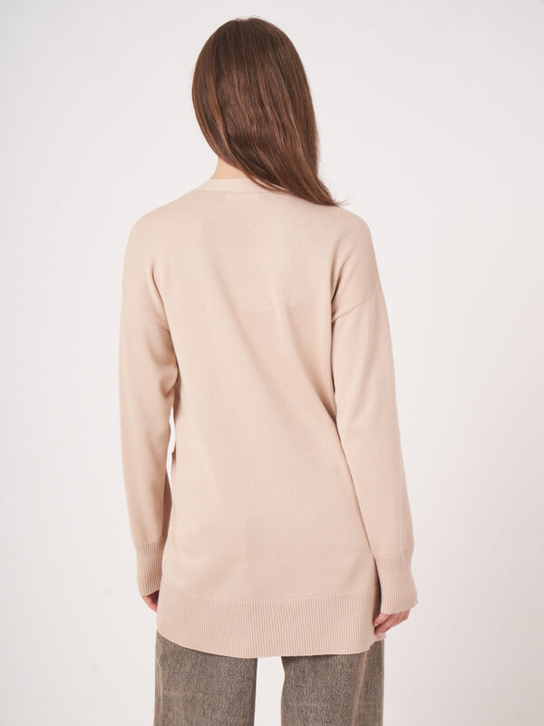 Fine knit cotton blend cardigan image number 4