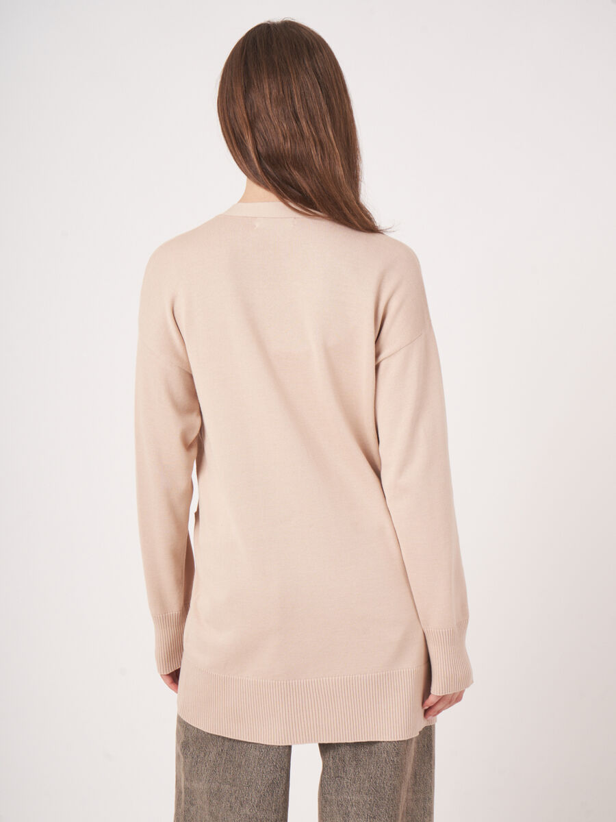 Fine knit cotton blend cardigan image number 4