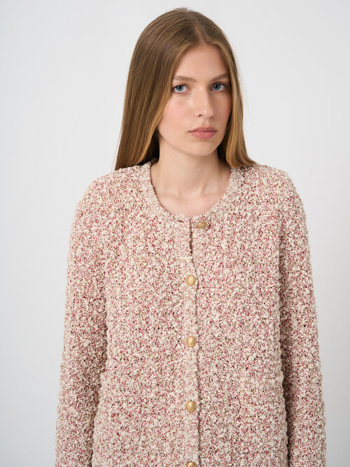 Cardigan multicolore en m&eacute;lange de coton italien