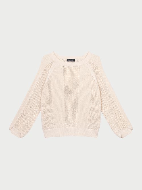Pure cotton open knit sweater