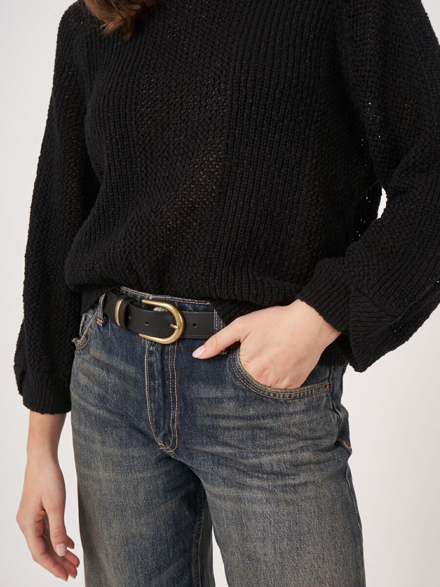 Pure cotton open knit sweater image number 2