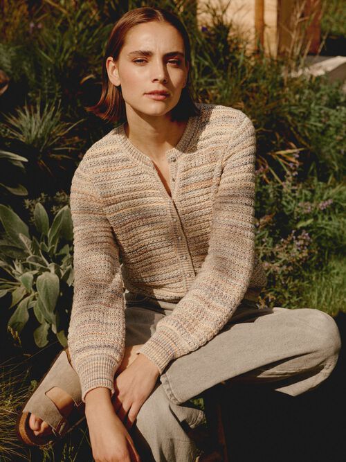 Meerkleurig vest met textuur van Italiaans katoen