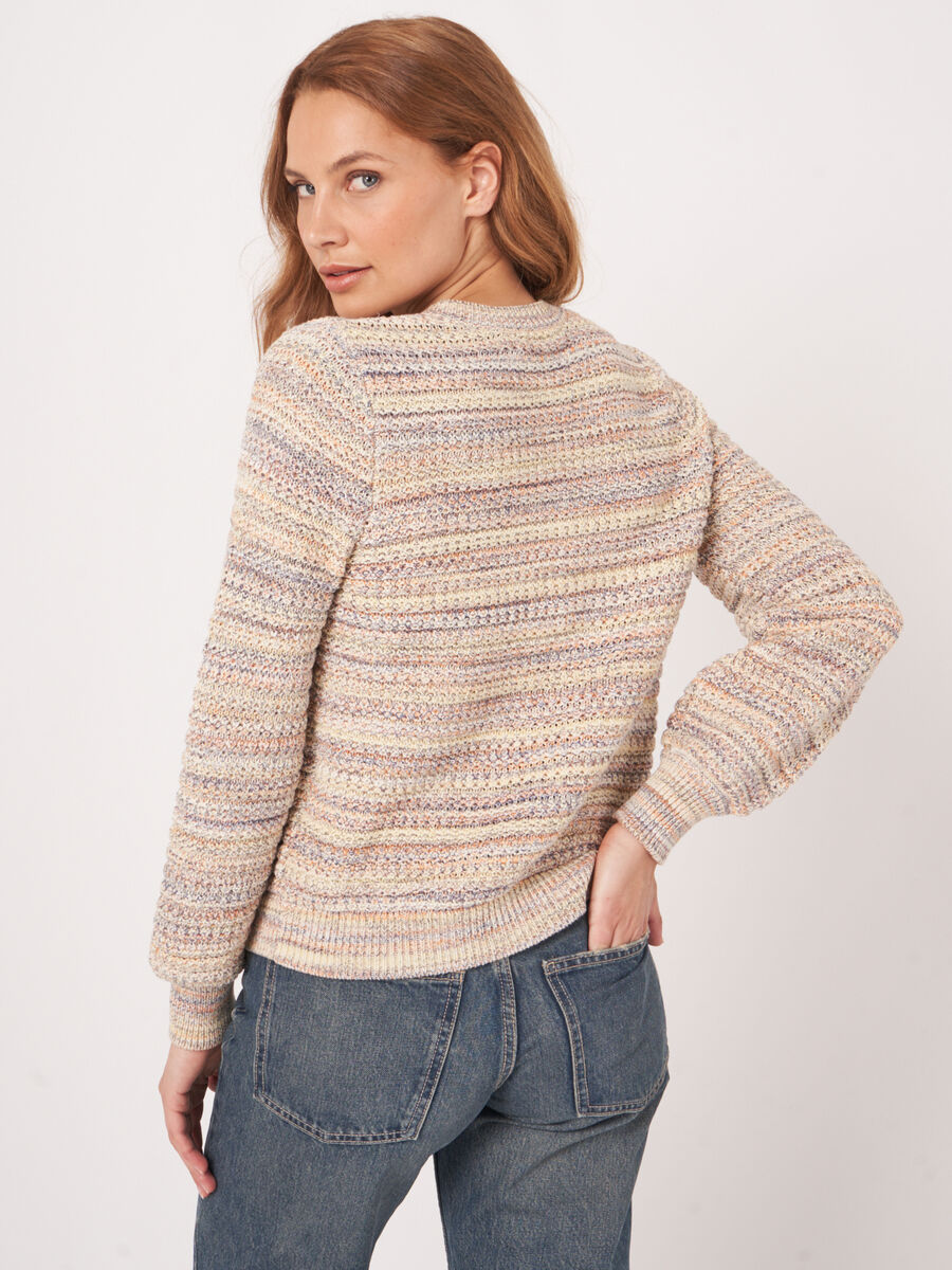 Cardigan textur&eacute; multicolore en coton italien image number 5