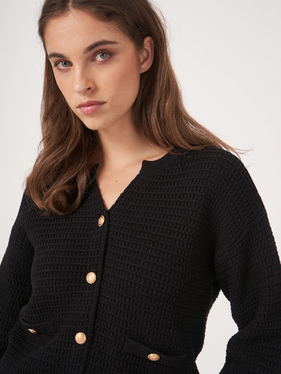 Pure cotton textured cardigan image number 3