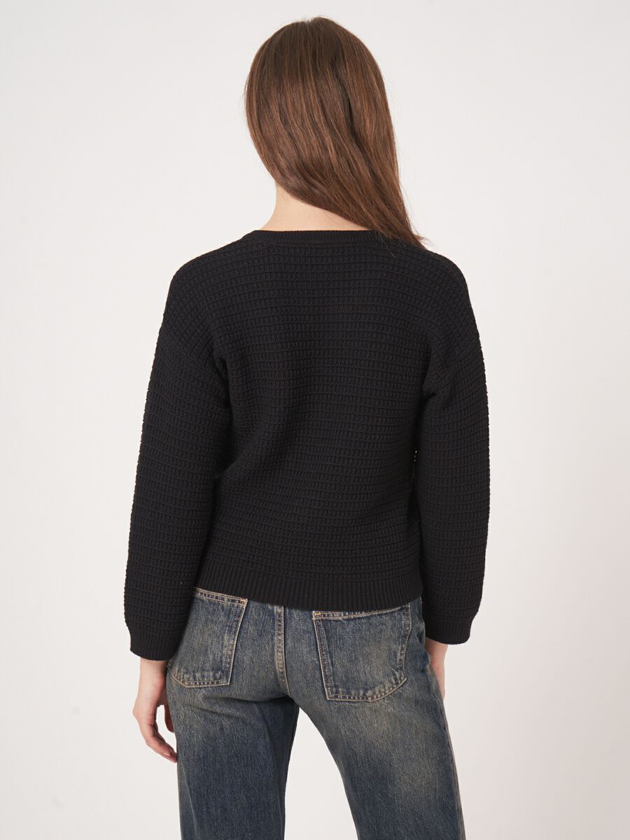 Pure cotton textured cardigan image number 4