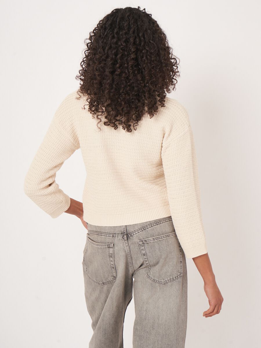 Texturierte Strickjacke aus reiner Baumwolle image number 4