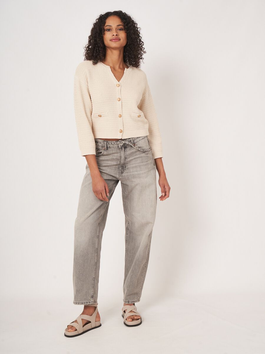 Texturierte Strickjacke aus reiner Baumwolle image number 5