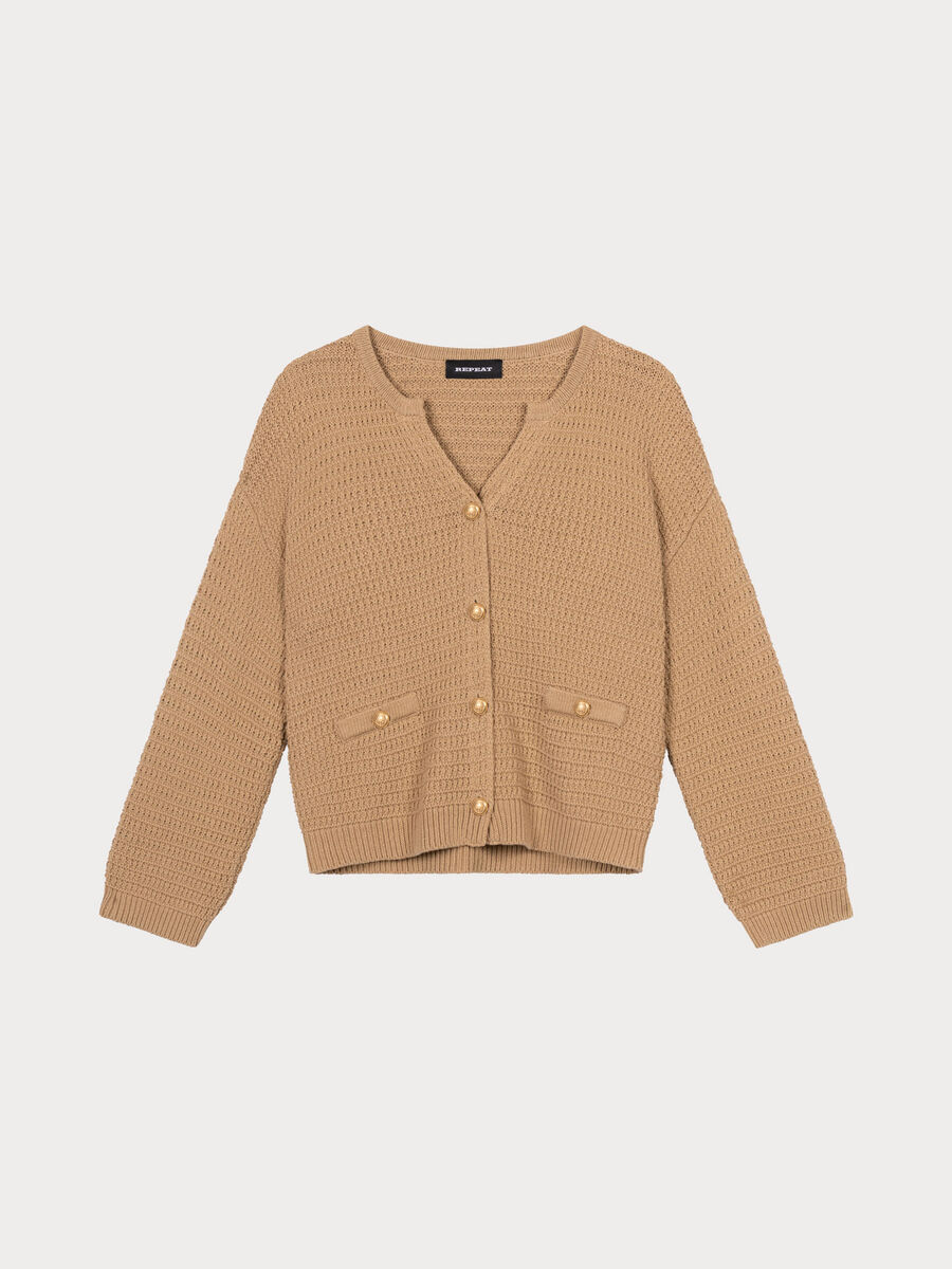 Pure cotton textured cardigan image number 1
