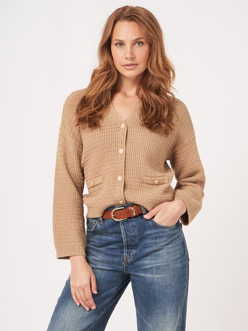 Cardigan textur&eacute; en pur coton