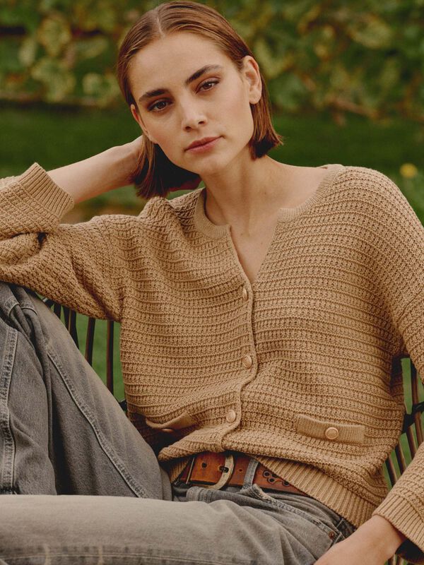 Pure cotton textured cardigan image number 5