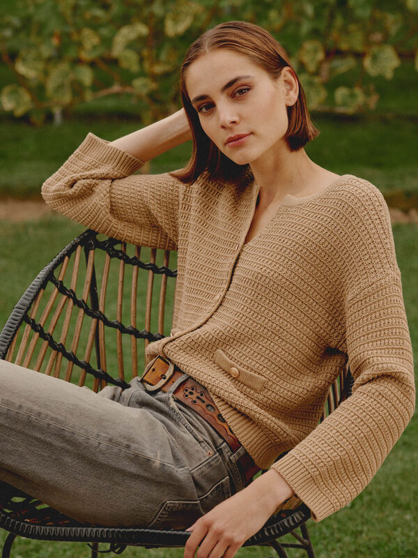Pure cotton textured cardigan image number 6