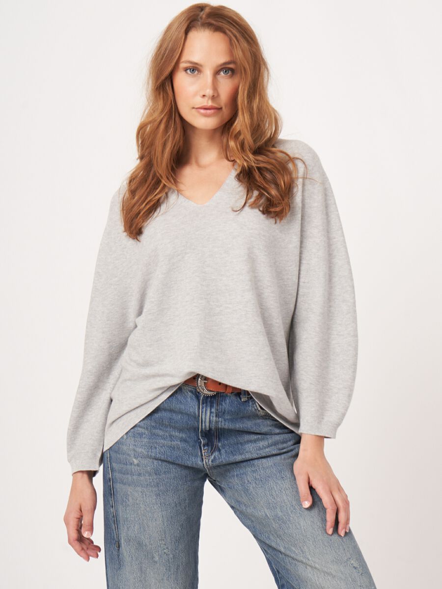 V-hals trui van cashmere en katoen image number 4