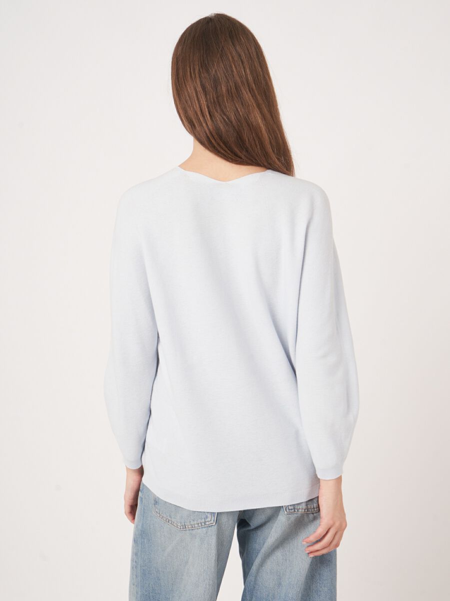 Pull &agrave; col V en coton et cachemire  image number 4