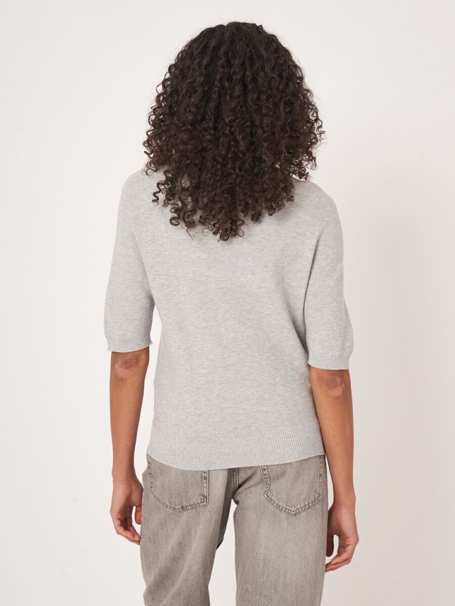 Trui met korte mouw van cashmere en katoen image number 3