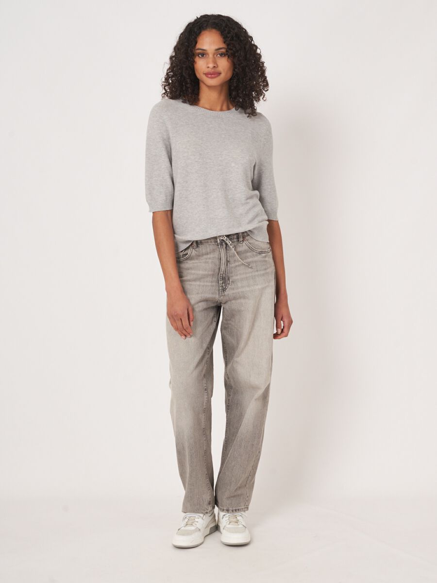 Trui met korte mouw van cashmere en katoen image number 4