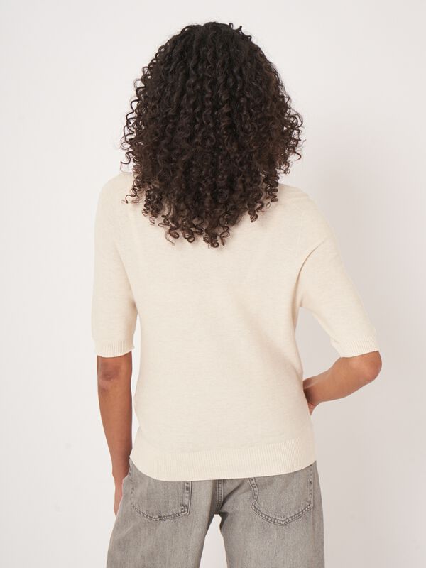 Trui met korte mouw van cashmere en katoen image number 2