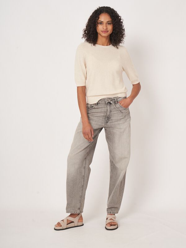 Trui met korte mouw van cashmere en katoen image number 3