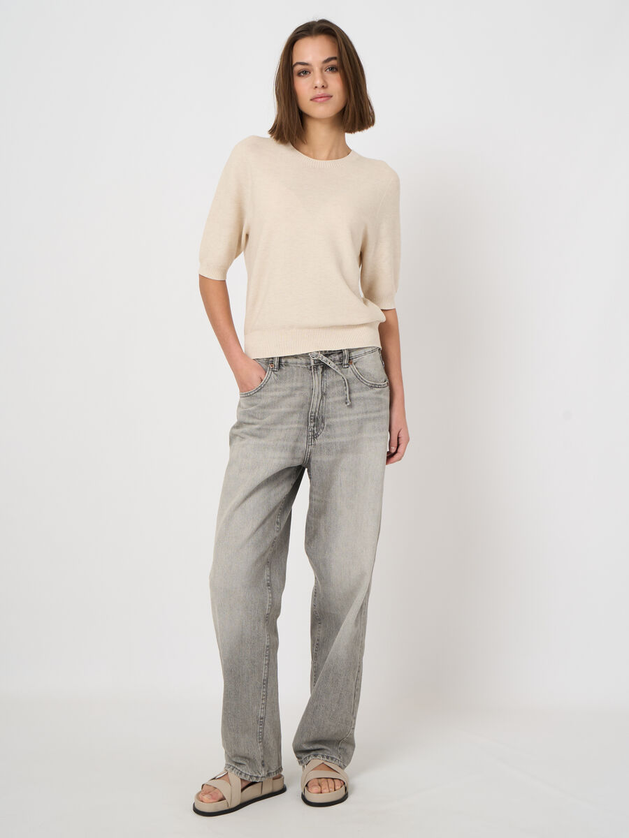 Pull c&ocirc;tel&eacute; sans coutures en cachemire-coton, ultral&eacute;ger image number 3