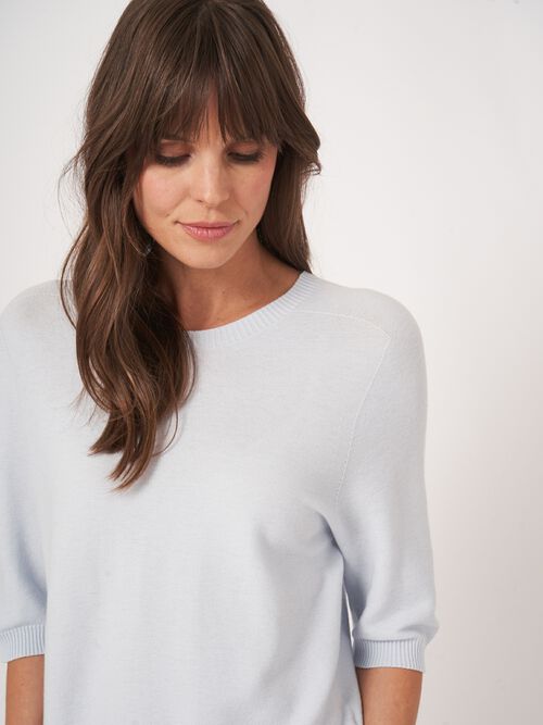 Pull c&ocirc;tel&eacute; sans coutures en cachemire-coton, ultral&eacute;ger