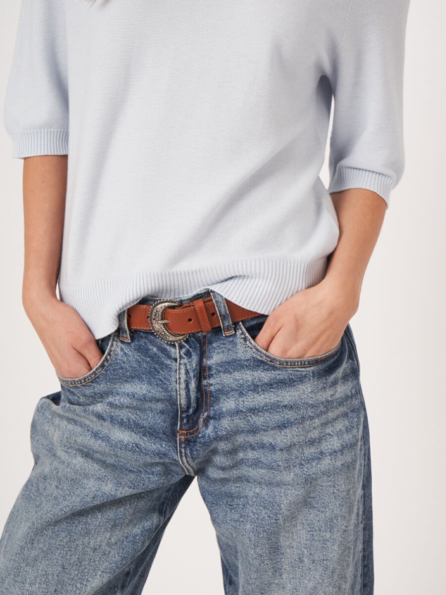 Pull c&ocirc;tel&eacute; sans coutures en cachemire-coton, ultral&eacute;ger image number 2