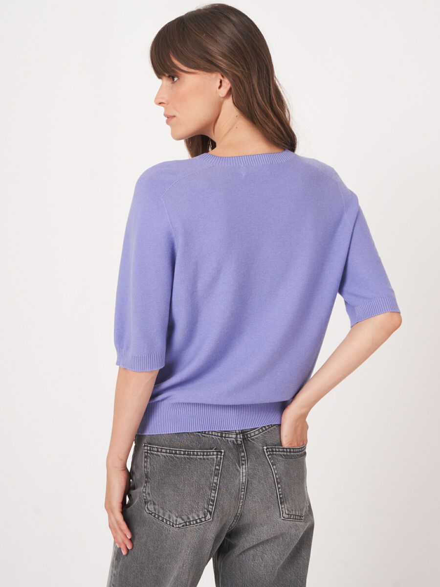 Cotton cashmere blend short sleeve sweater image number 2