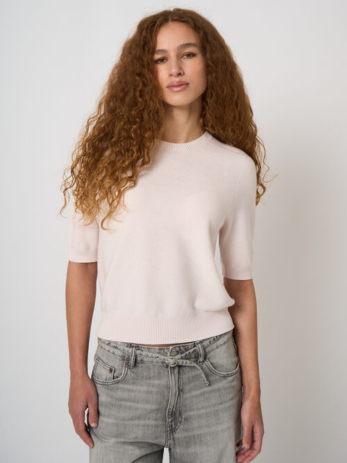 Pull c&ocirc;tel&eacute; sans coutures en cachemire-coton, ultral&eacute;ger