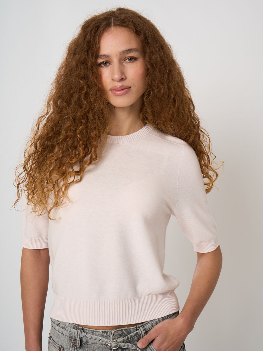 Pull c&ocirc;tel&eacute; sans coutures en cachemire-coton, ultral&eacute;ger image number 2