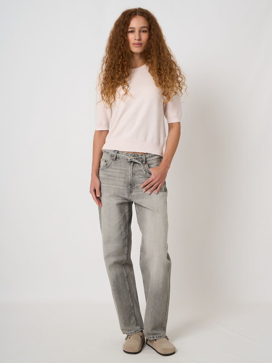 Pull c&ocirc;tel&eacute; sans coutures en cachemire-coton, ultral&eacute;ger image number 3