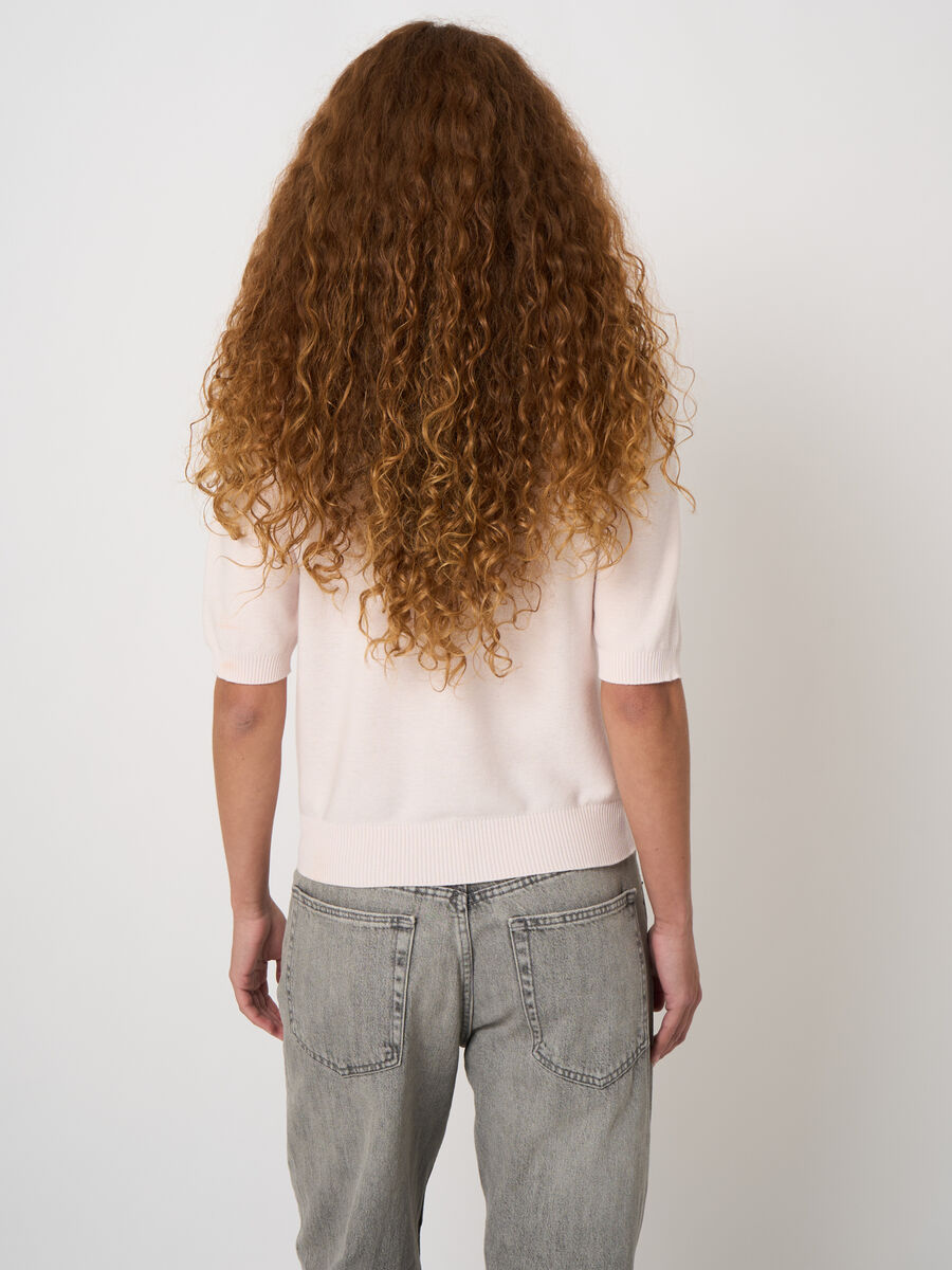 Pull c&ocirc;tel&eacute; sans coutures en cachemire-coton, ultral&eacute;ger image number 4