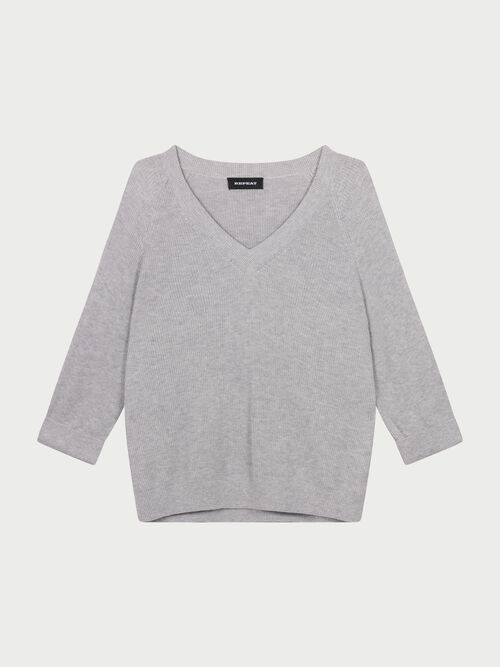 Rippstrickpullover aus Kaschmir-Baumwollmischung