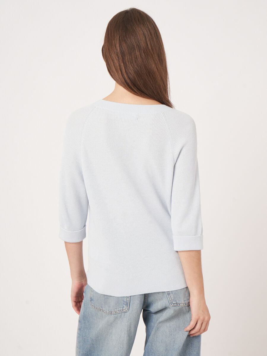 Ribgebreide trui van cashmere en katoen image number 3