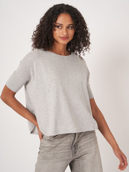 Fijn gebreide poncho trui van cashmere en katoen