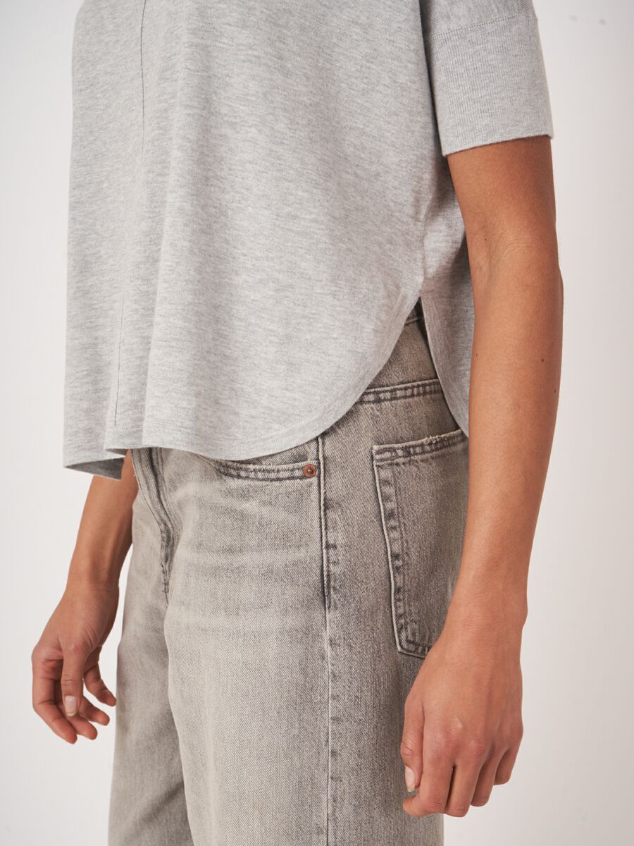 Pull poncho en maille fine en coton et cachemire image number 2