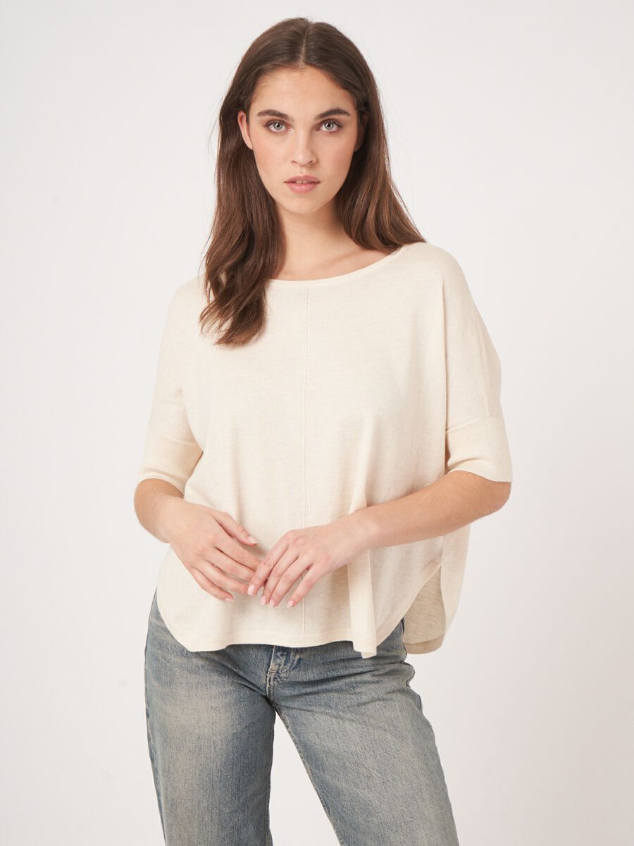 Fine knit cotto cashmere blend poncho sweater image number 0
