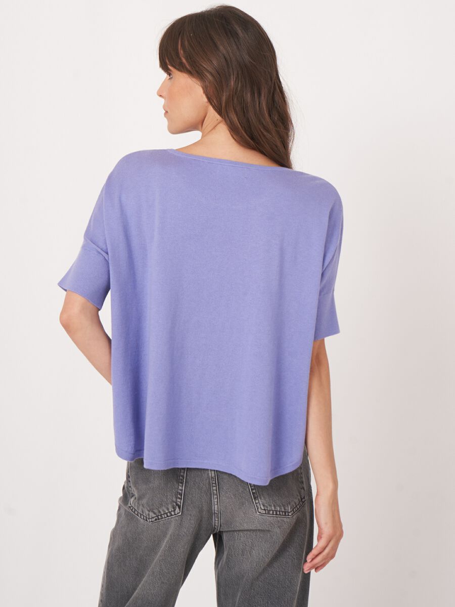 Fijn gebreide poncho trui van cashmere en katoen image number 3