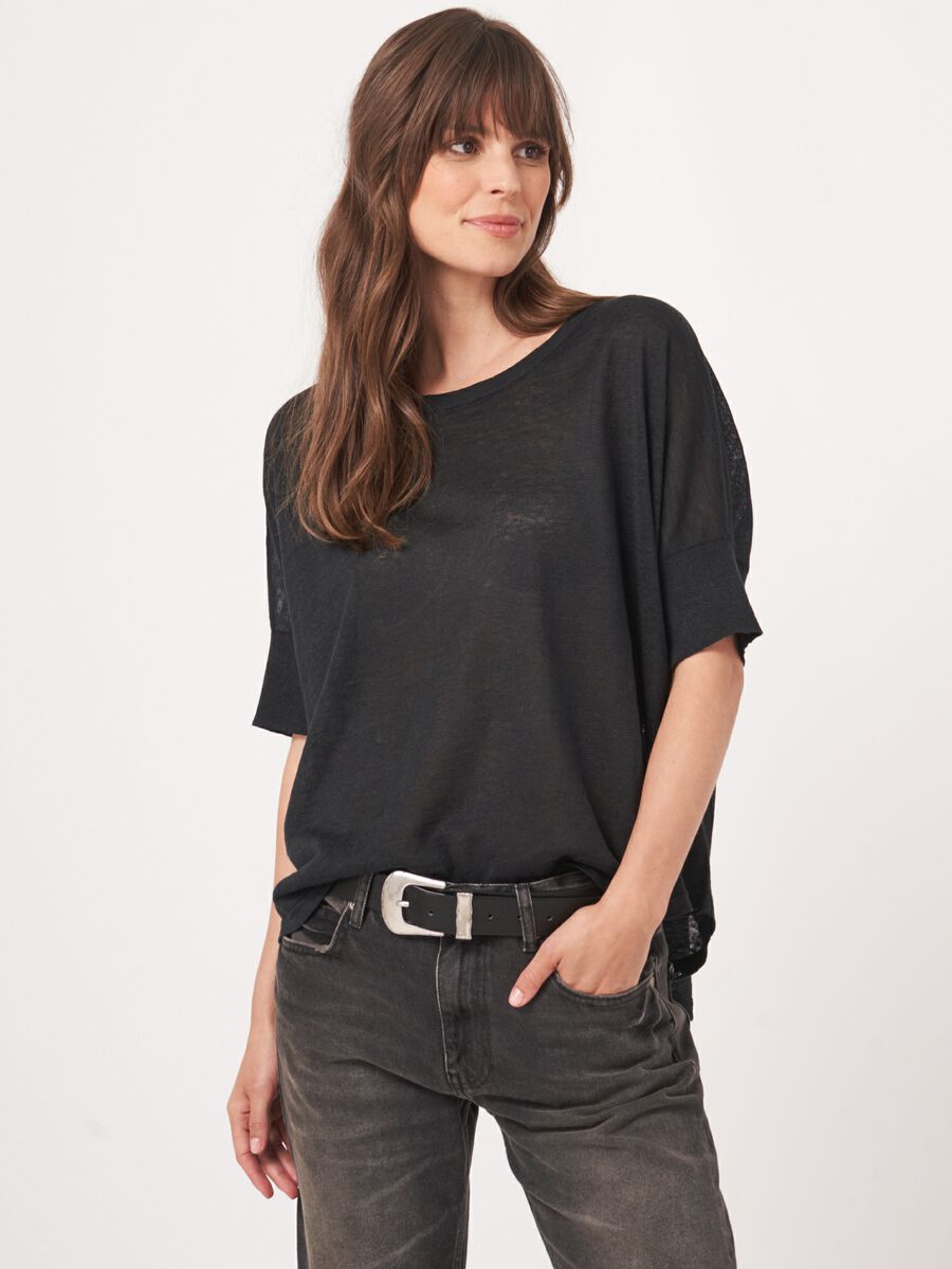 Fijn gebreide trui van zuiver linnen image number 1