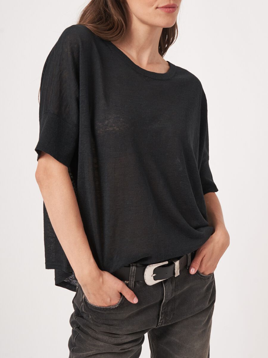 Fijn gebreide trui van zuiver linnen image number 2