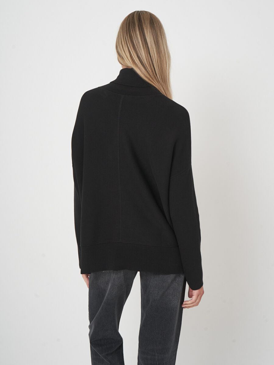 Oversized ribgebreide coltrui in katoenmix image number 5