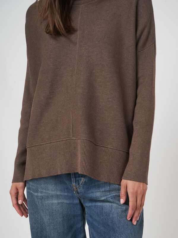 Pull oversize côtelé femme — coton mélangé & confort repeat image number 5