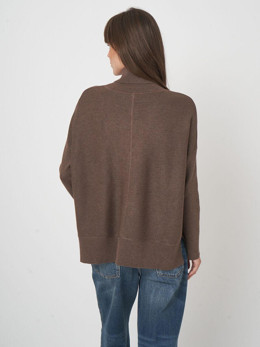 Oversized ribgebreide coltrui in katoenmix image number 6