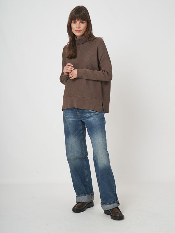 Pull oversize côtelé femme — coton mélangé & confort repeat image number 7