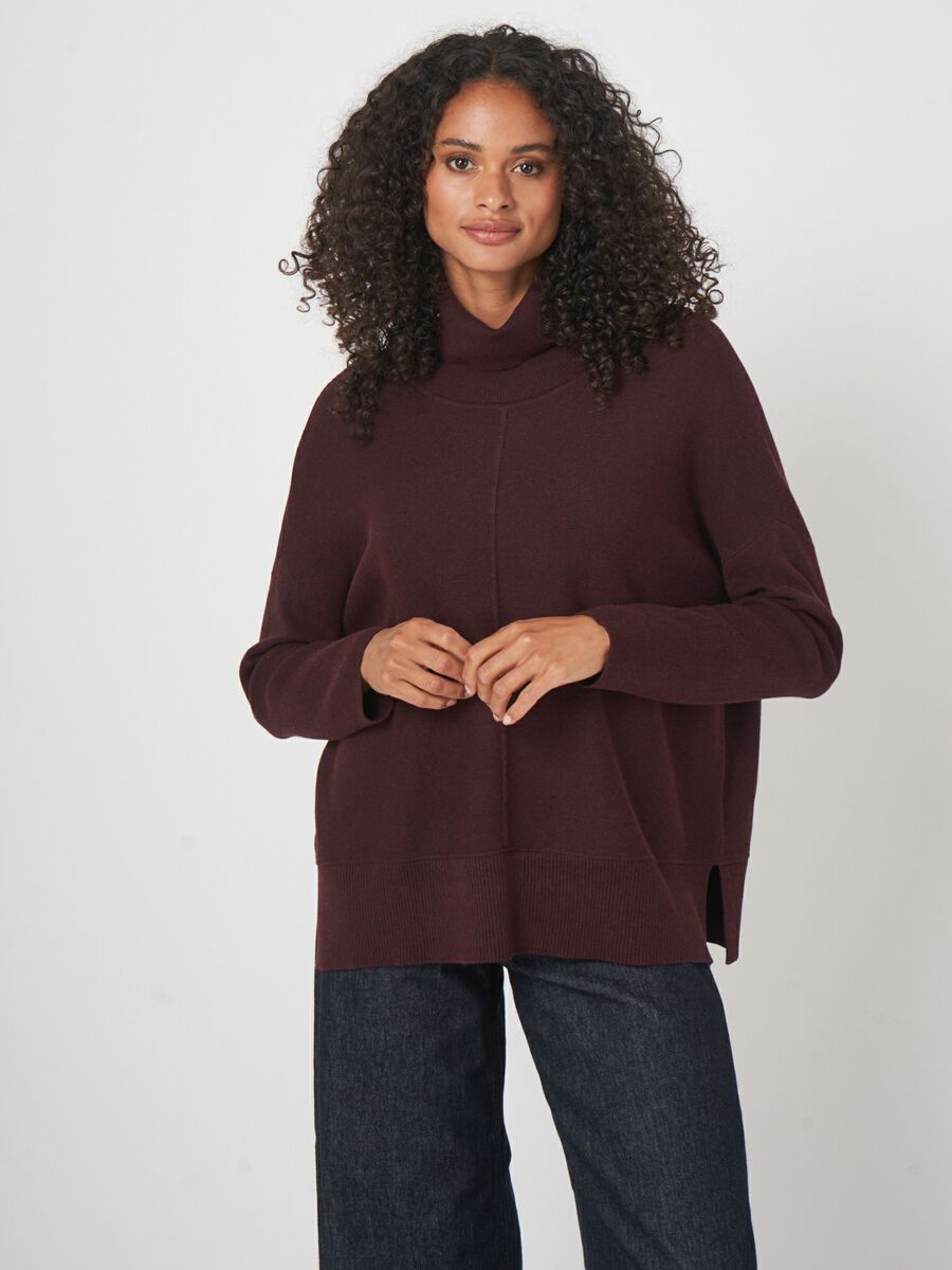 Oversized ribgebreide coltrui in katoenmix image number 2