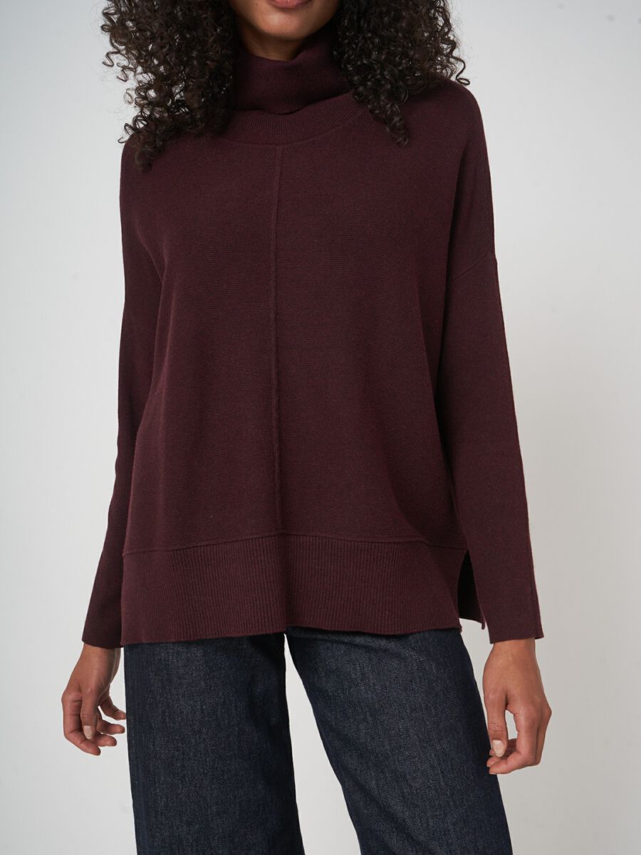 Oversized ribgebreide coltrui in katoenmix image number 3