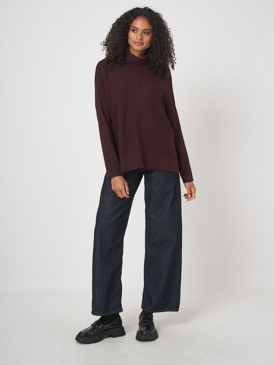 Oversized ribgebreide coltrui in katoenmix image number 4