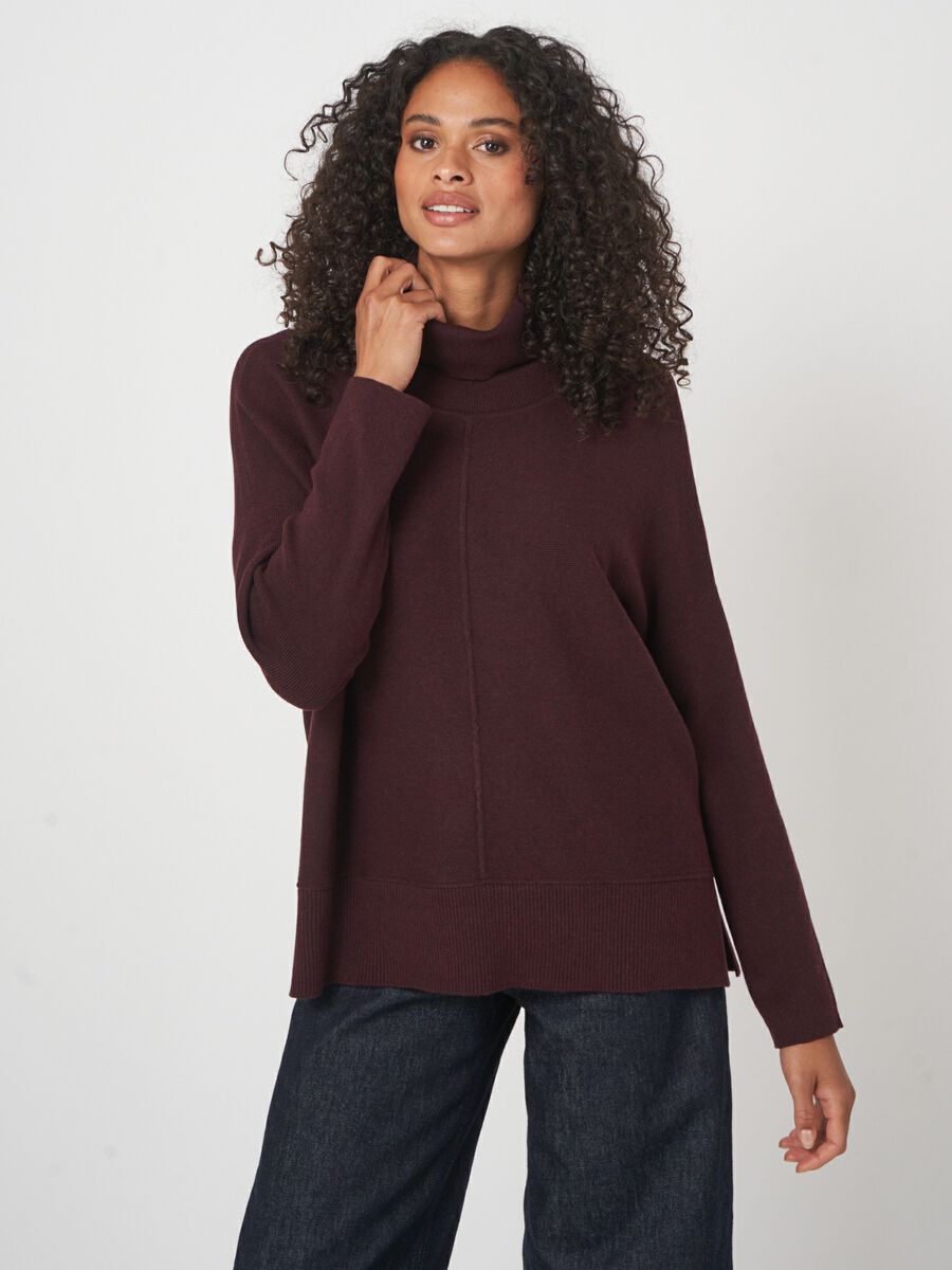 Oversized ribgebreide coltrui in katoenmix image number 5